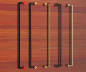 Tirador de puerta moderno de lujo negro de latón decorativo largo personalizado patentado para puerta de madera