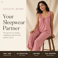 Ensemble de pyjama d'été élégant en coton délavé avec dentelle, haut sexy sans manches et pantalon, pour un sommeil réparateur