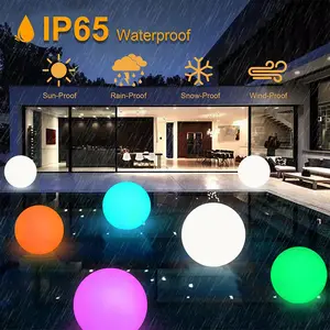 IP68 กันน้ํา 14 นิ้ว RGB พลังงานแสงอาทิตย์ไฟ Inflatable น้ําลอย LED ลูกกลางแจ้งตกแต่งคริสต์มาสสําหรับ Yard สระว่ายน้ํา Garden