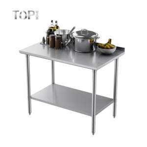 Comptoir de cuisine commercial en acier inoxydable 430/304 à double niveau, finition polie, résistant à la corrosion, capacité de charge de 300 kg/m - Product Image 5