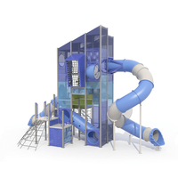 Structure de jeu extérieure robuste sur le thème des feuilles, avec tour de jeu multi-niveaux et toboggan en spirale, pour usage commercial, écoles et parcs