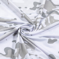 Tissu tricoté blanc camouflage CP 94 % polyester 6 % élasthanne pour impression numérique, idéal pour manchons rafraîchissants, vêtements d'extérieur pour filles, maille légère