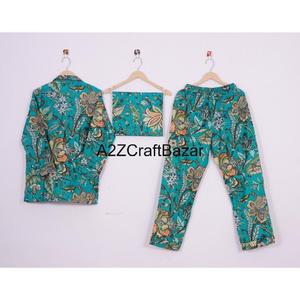 Phụ Nữ Siêu Mềm Cotton Pajama <span class=keywords><strong>Set</strong></span> Đa-Màu Hoa In Đêm Bơi Mặc Ăn Mặc Cho Mùa Hè Bán Buôn Hàng Ngày Phong Cách Ngủ - Product Image 4