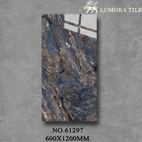 Carrelage en porcelaine effet marbre bleu lapis-lazuli naturel 600x1200mm 24x48 pouces, finition brillante, pour murs et sols, idéal pour la décoration de villas de luxe