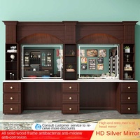 High-End Retro berber dükkanı ayna Modern tasarım tarzı ışık erkek yağ kafa kuaför için özel aynalı masa kuaför