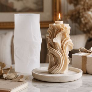 3D Floral Pillar <b>Silicone</b> Candle Mold DIY Relief Flower Aromatherapy Candle Mold for Handmade Home Decor Craft - Product Image 2