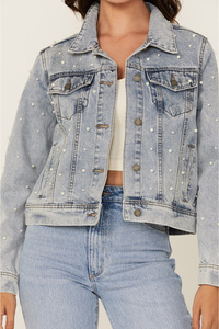 Chaqueta Vaquera Corta de Mezclilla para Mujer, Estilo Y2K, Ajustada, Holgada, con Perlas, de Alta Calidad y Diseño Personalizado - Product Image 2