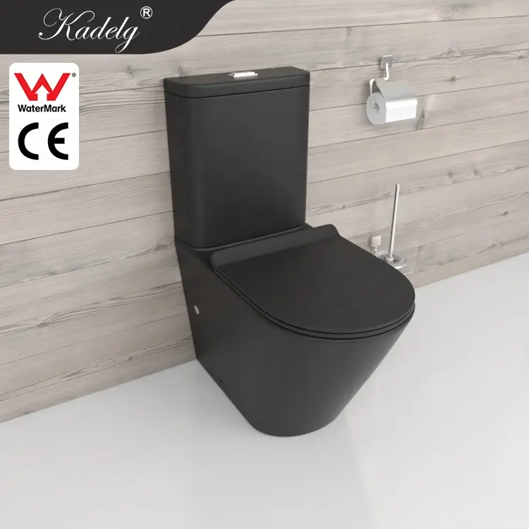 High-End Luxe Mat Zwart Wc Wc Set Keramische Tweedelige Randloze Toiletten Voor Badkamer