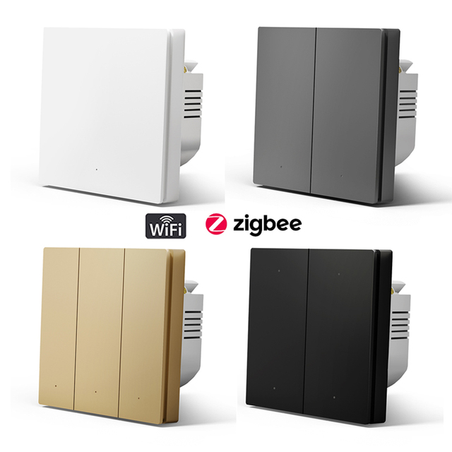 ABUK Home Automation Curtain Dimmer Wi-Fi Light Zigbee Tuya Wifi 1/2/3/4 Gang Touch Smart Power Light Switches With No Neutral