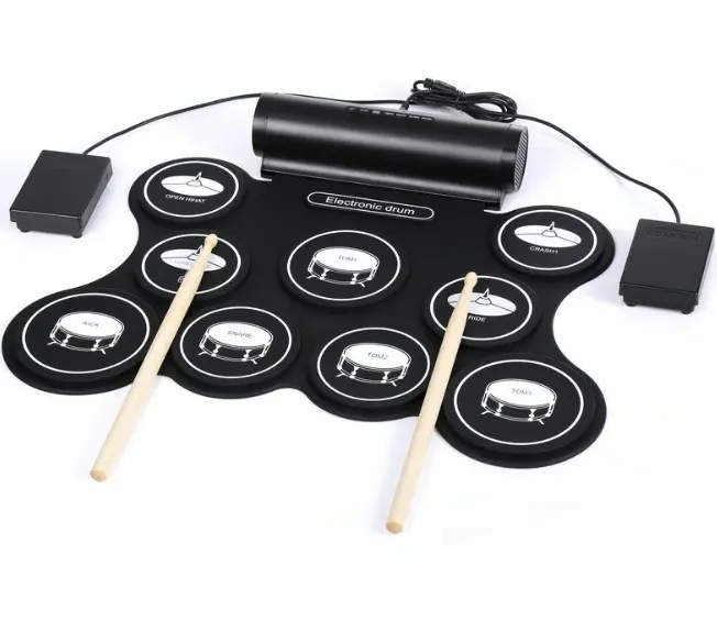 Flexible Silicone Percussion Jazz Electric Drum Kit With With Stand Charging Usb Midi And Drumstick Play Dtx Game For Fun