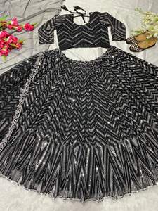 Fancy Trending Último diseñador Party Wear Sequence Material Lehenga para niñas y mujeres Pieza de diseñador con alta calidad - Product Image 4