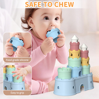 Jouets d'empilage en silicone pour bébés, blocs de construction de châteaux, jouets à empiler, jouets à mâcher, jouets sensoriels éducatifs Montessori pour enfants