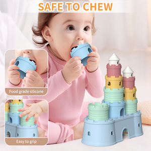 Juguetes <span class=keywords><strong>de</strong></span> Silicona Apilables para Bebés, Castillos, Bloques <span class=keywords><strong>de</strong></span> Construcción, Mordedores, Juguetes Sensoriales Montessori Educativos para Niños - Product Image 4
