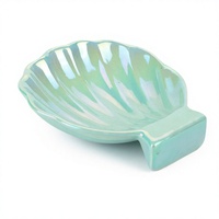 Plateau à bijoux en céramique en forme de coquillage irisé, plateau à bibelots holographique nacré pour cadeaux de mariage, décoration intérieure, vente en gros
