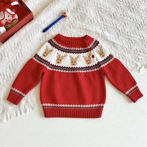 <span class=keywords><strong>Pull</strong></span> de fête de Noël pour bébés et enfants garçons et filles <span class=keywords><strong>Pull</strong></span> en pur coton cerf fait main Jacquard pour le nouvel an - Product Image 2
