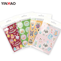 Autocollants personnalisés de Pâques découpés à la forme pour enfants, lapin de dessin animé, œuf, feuille d'autocollants en vinyle adhésif imperméable pour décorations de Pâques