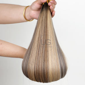 U Glamour Hot Cake - Extensiones de Cabello Humano Real Ruso Virgen 100% Doblemente Tramado, Color Rubio, Micro Links, Punta Nano - Product Image 5