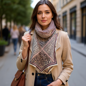 Foulard Quadrato Piccolo con Stampa Leopardata 70x70cm Accessorio di Moda per Donne - Product Image 3