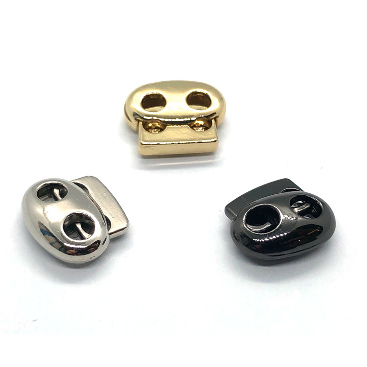 High Quality Custom Cord Stopper Metal Oval 2 Holes Drawstring Metal Cord Lock Stopper For Garment