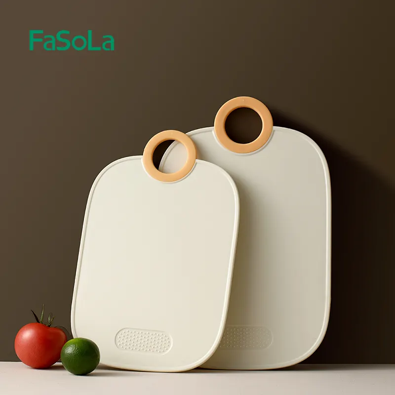 FaSoLa 뒤집을 수있는 튼튼한 주방 도마 플라스틱 항균 논슬립 핸들 테두리 플라스틱 보드 커팅 매트 요리