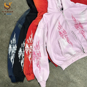 Hoodie Homme Personnalisé OEM en Coton, Coupe Boxy Courte, Zippé, Effet Délavé Acide, Grammage Lourd, Style Vieilli, Coupe Oversize - Product Image 5