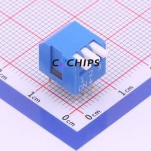 DPL-03BLP DIP Switch Through hole Component (THT) Switch Piano Key Single Pole Single Throw 3 PC Pin - Product Image 1