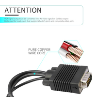 VGA 15-Pin Erkek - 4-Pin S-Video 3 RCA (Sarı/Beyaz/Kırmızı) Dişi Kompozit AV TV Çıkış Adaptörü Dönüştürücü Video Kablosu 10cm