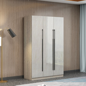 Armario minimalista de 3 o 4 puertas con paneles abatibles, armario de almacenamiento nórdico moderno para dormitorio, armario de gran capacidad - Product Image 3