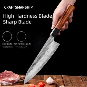 Cuchillo de Chef Clásico Japonés HK CK009 de Acero de Damasco, Ambidiestro, Pulido, Sostenible, Hoja de 9.8cm y 3.0mm de Grosor, Mango de Resina Negra - Product Image 3