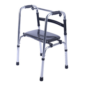 <b>Walking</b> Aid <b>With</b> <b>Seat</b> Foldable Aluminum <b>Frame</b> Four Legged Walker For Elderly Mobility Assistance - Product Image 2
