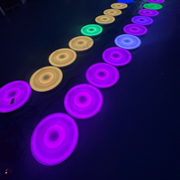 Lumières de sol rondes UFO à LED RGB imperméables et sensibles à la pression pour l'extérieur, panneaux de sol interactifs à gravité, 50x50 DMX
