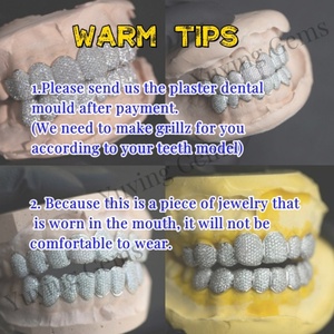 Grillz Yu Ying personnalisé, serti de moissanite brillante, en argent sterling 925 plaqué or, style hip-hop, pour rappeurs, bijoux pour les dents - Product Image 6