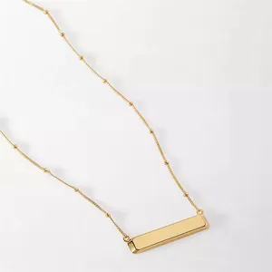 Minimal Blank bar charm necklace gold silver stainless steel jewelry free custom engraving stainless steel bar necklace bulk