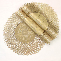 Napperons dorés, sets de table, sous-plats, dessous de verre, tapis de table ronds modernes pour la décoration de table de salle à manger, de mariage ou de ferme