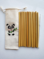 Paille en bambou pour cadeaux de noël, lot de 25, pailles pour boire, avec Logo personnalisé, réutilisable, avec pochette