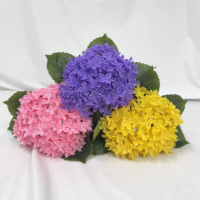 Hydrangea artificielle bleue à grande tête, tige unique, toucher réel, pour décoration intérieure et arrangements DIY (vente en gros)