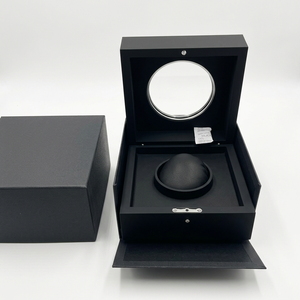 Square <b>Black</b> <b>Watch</b> Box with Faux Leather Interior Snap Closure Dustproof Case for Luxury <b>Watches</b> - Product Image 3