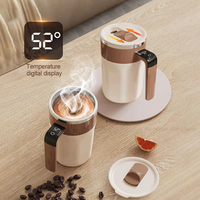 Mug à café auto-mélangeur 400 ml avec affichage de la température, mélangeur en acier inoxydable, tasse à agitation automatique rechargeable avec couvercle