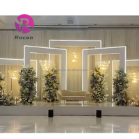 Support de fleurs de mariage, arche personnalisée, toile de fond en PVC, design 3D, arche de mariage blanche avec panneau de toile de fond et éclairage LED pour les événements festifs