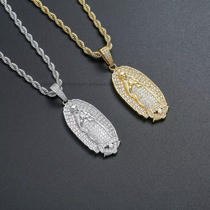 Virgin Mary Pendant, Hip Hop Accessories Accessories Couple <b>Copper</b> Zircon, Pendant <b>Chain</b> - Product Image 2