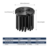 Dissipateur thermique à ailettes usinées CNC anodisé noir dissipateur thermique rond en aluminium pour LED élèvent la lumière 7W