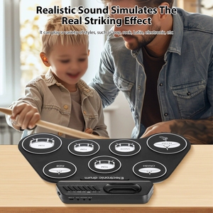 Wholesale Portable Hand Roll‑up <b>Drum</b> Kit 7 Pads Silicone Electronic <b>Drum</b> Set With Foot Pedals <b>For</b> Kids Music Education - Product Image 4