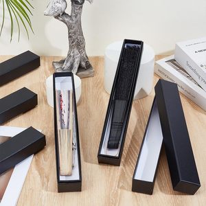 Vente en gros de boîte-cadeau en carton rigide avec long couvercle noir et base pour le stockage et l'emballage de ventilateur pliant de bijoux de cravate - Product Image 4