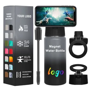 Bouteille d'eau kawaii 1 litre en acier inoxydable logo tasse de voyage tasse à café isotherme bouteille d'eau avec 3 couvercles Camping mignon