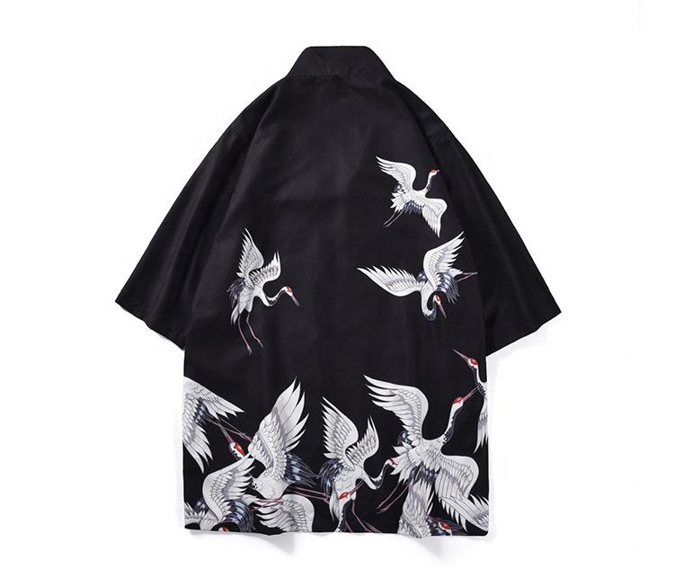 Chaqueta tipo kimono japonés de talla grande de seda de estilo chino para hombre, venta al por mayor