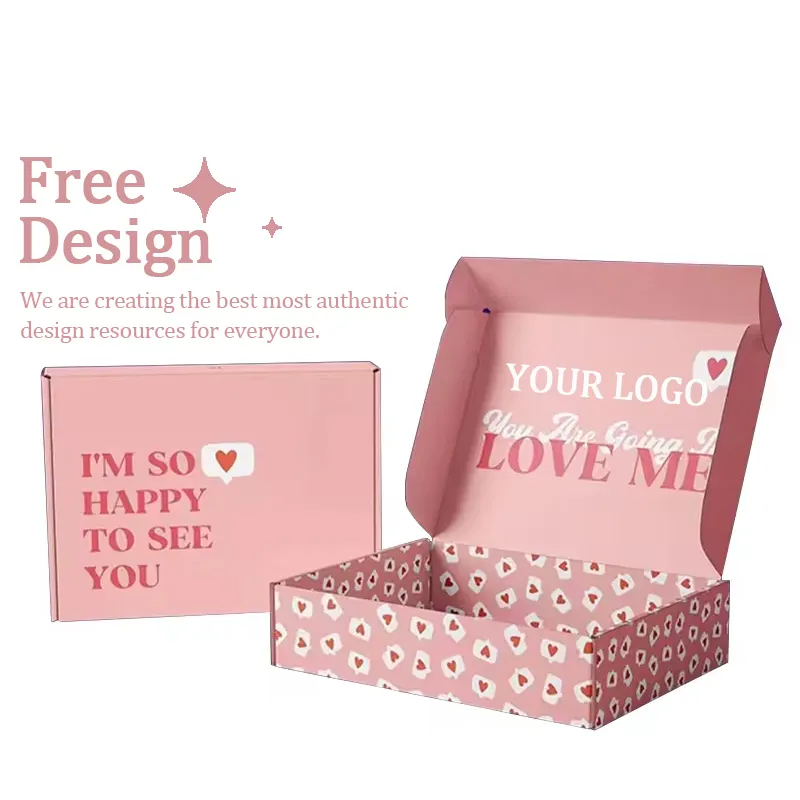 Cosméticos de marca rosa para moletom com logotipo de luxo para presente, cajas de papel personalizadas, embalagens de papelão, caixas de transporte, cajas de buzon