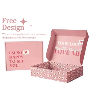 Cosméticos de marca rosa para sudaderas con capucha logo regalo de lujo correo personalizado cajas de papel embalaje de cartón Caja Buzon cajas de envío
