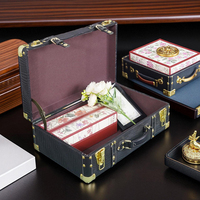 Valise de rangement rétro en cuir PU, style américain créatif antique, avec aluminium et bois, pour vêtements