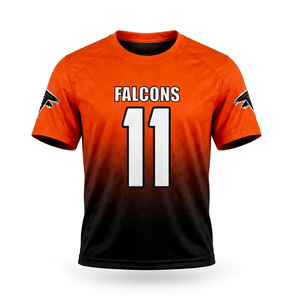 Maillot de football américain personnalisé pour hommes, respirant, à manches courtes, dégradé orange et noir, uniforme d'équipe, vente en gros de vêtements de sport - Product Image 1