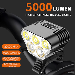 DELANHUWI Super Bright 5000lm Lampe <span class=keywords><strong>de</strong></span> <span class=keywords><strong>vélo</strong></span> rechargeable par USB, <span class=keywords><strong>phare</strong></span> LED pour <span class=keywords><strong>vélo</strong></span> avec fonction <span class=keywords><strong>de</strong></span> banque d'alimentation pour la conduite nocturne 2000mA - Product Image 5